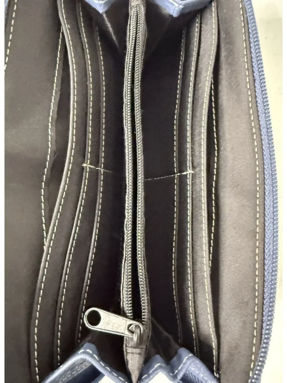 Tignanello Genuine Leather Navy Blue Tote Handbag Shoulder Bag and Wallet